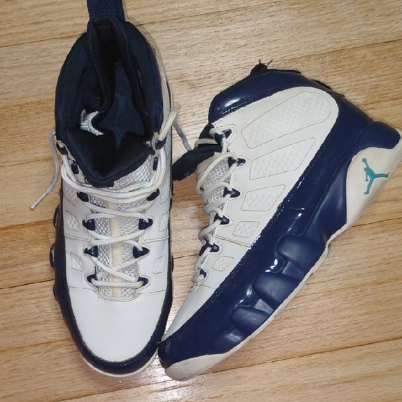 Air Jordan 9 Retro “Flint Grey / French Blue” – White and Navy Athletic Sneakers - Picture 1 of 12